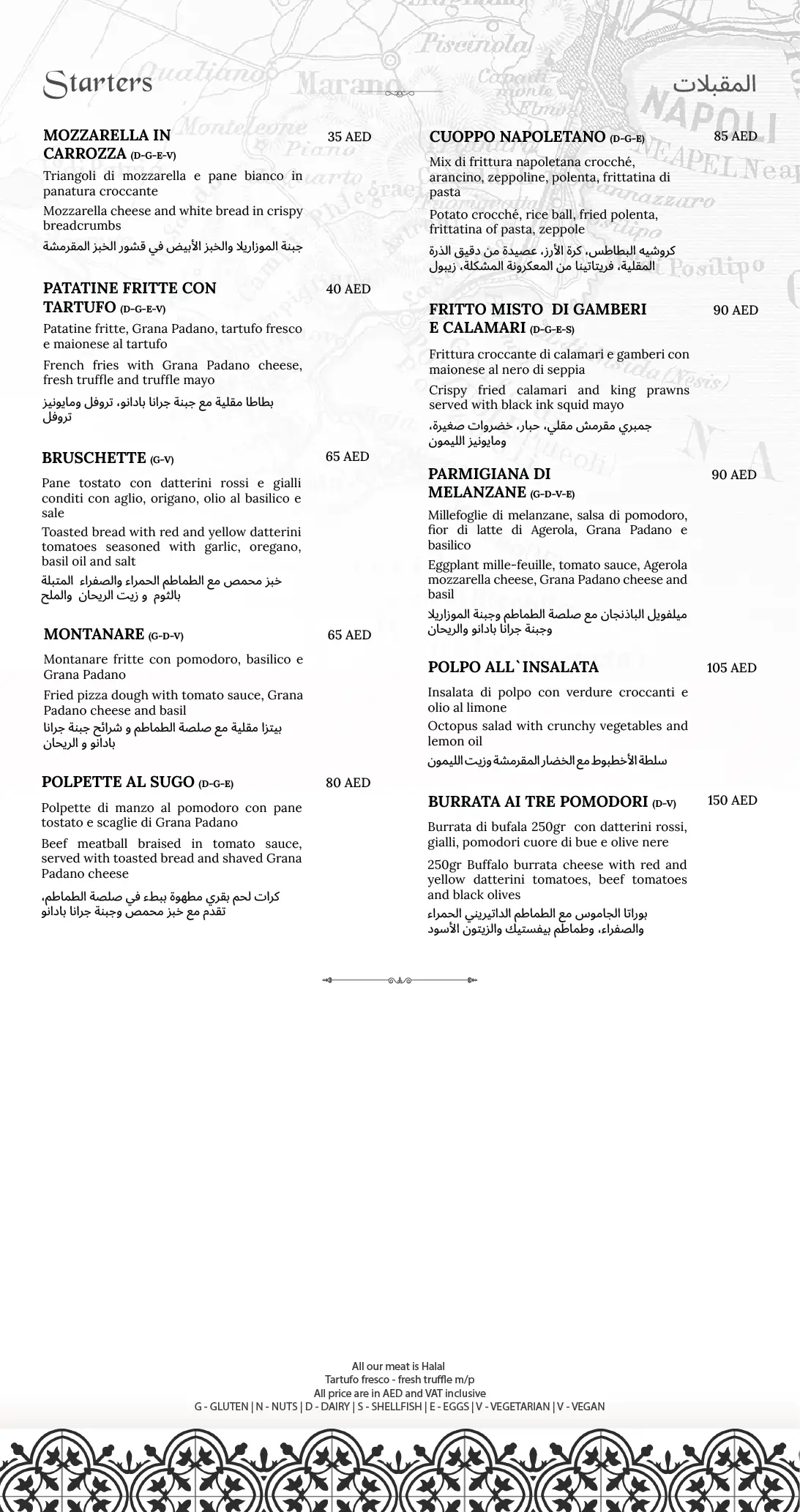 MAIN MENU JBR starters